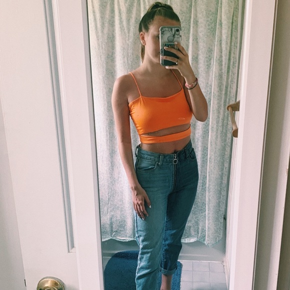 SHEIN Tops - Orange Split Crop Top